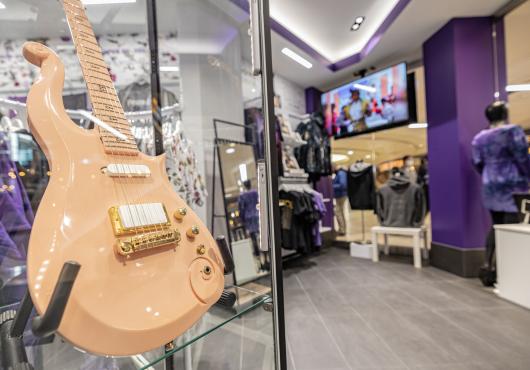 Prince Store interior featuring a cloud guitar