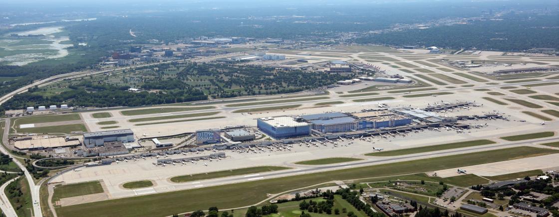 Aerial photo of Terminal 1 July 2021