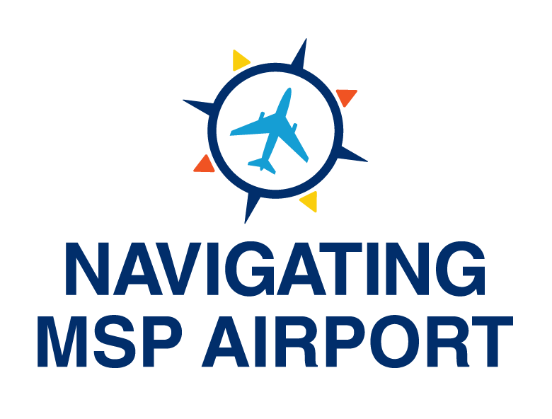 Navigating MSP Airport Logo includes a compass with a plane in the middle.