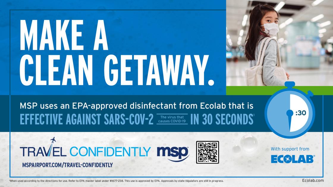 promotional image about MSP's use of Ecolab's EPA-approved disinfectant