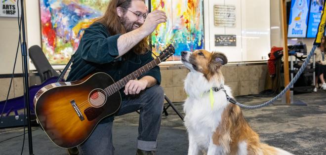 Musician and dog