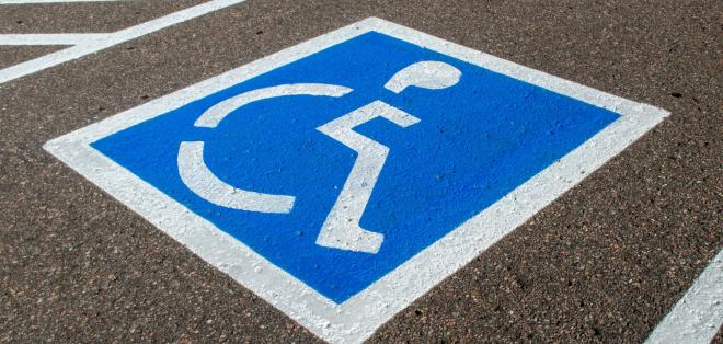 A photo of a handicap parking space